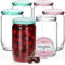 com-four® 6x bocaux de conservation avec couvercle à vis Made with love en vert et rose - TO Ø 82 mm - quantité de remplissage recommandée env. 650 ml - jusqu'au bord du verre : env. 720 ml