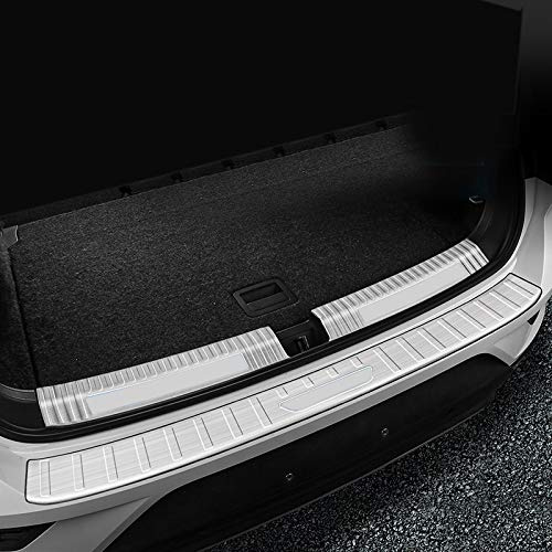 für T-ROC 2017-2022 Ladekantenschutz 2 Stück Edelstahl, Passt Nicht bei T-ROC Cabrio (Silver, Interior & Exterior)