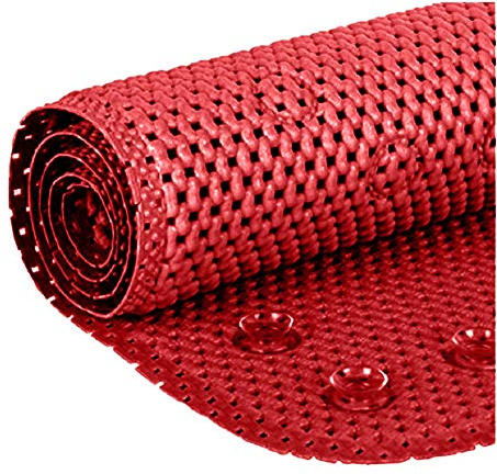 Tapete de baño de Lujo Antideslizante, de Espuma Suave para bañera, tapete de bañera con Agujeros de Drenaje, ventosas, 36 x 17 Pulgadas, Color Rojo