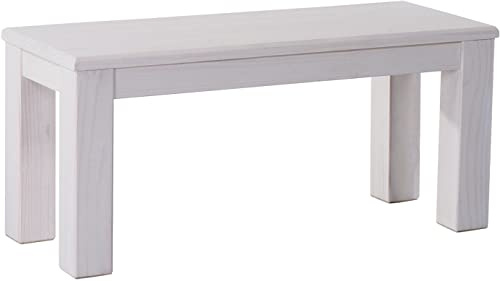 Brasilmöbel Sitzbank 80 cm Rio Classico Pinie Weiss Massivholz aus Pinie, Verschiedene Größen & Farben, ideal für Esszimmer & Küche