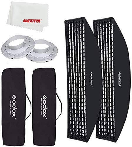 Godox - Soft Box with Rectangular Honeycomb Grid for Photo Strobe, Studio Flash, Bowens Light Box Mount, 30 x 120 cm, 2 Pack