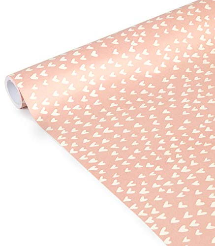 Clairefontaine 223862C - Un Rouleau De Papier Cadeau - Papier Affiche 80g - Dimensions : 5mx35cm (Spécial Petite Largeur) - Motif : Coeurs - Emballage Cadeau, Idéal Pour Les Petits Emballages