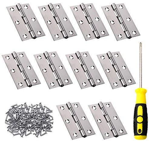 75mm (3 Inch) Timber Door Hinge，Butt Hinges 5 Pairs (10 Pieces) Sold as a Pair + Screws,Stainless Steel Strong Butt Door Hinge，Ideal for Internal & External Doors