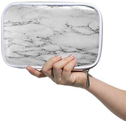 RXYY Federmäppchen Marmor Textur Schwarz Weiß, Halter Mäppchen Reißverschluss Schreibwaren Reise Beutel Bürste Kosmetik Stifttasche für Schule Mädchen Jungs