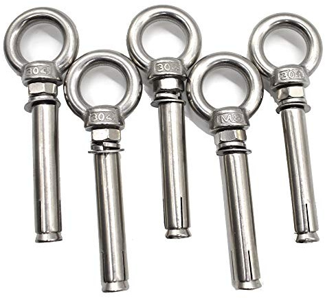 Paquete de 5 pernos de expansión de acero inoxidable 304 tornillo de elevación de anillo de expansión escudo de anclaje ojo (anillo de expansión M8* 100)