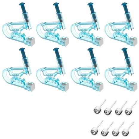 LATTCURE 8 stycken engångs-öronpiercing med örhängen öronpiercing verktyg för asepsis kit piercing örhängen stickande öra piercing pistol kit smärtfritt självpiercingverktyg