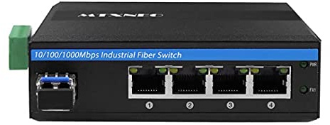 Convertisseur de Fibre Gigabit Ethernet à 5 Ports pour extérieur Dur Commutateur de réseau Industriel sur Rail DIN 100/1000Base-T vers LC Jusqu'à 20 km (avec émetteur-récepteur SFP)