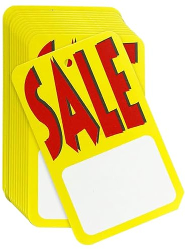 Perco 1000 Sale Price Tags – Large Red, Yellow & White Retail Labels, Blank Price Tags for Clothing, Jewelry, Merchandise, and Store Use – Easy to Write & Attach