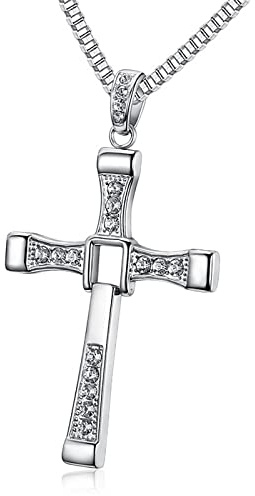 YCYUYK 925 Sterling Silber Echt Strass Schnelle und Wütende 7 Kreuz Charme Für Männer Frauen Jungen Mädchen Unisex