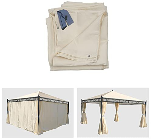 Juego de 4 paneles laterales para pérgola Cádiz, de repuesto, 4 x 4 m, poliéster, color crema