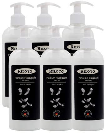 Lorito Premium Flüssigseife White Soft 6 x 500ml vegan | Pflegende & feuchtigkeitsspendende Handseife flüssig, Seife für empfindliche Haut, für ein geschmeidiges Hautgefühl
