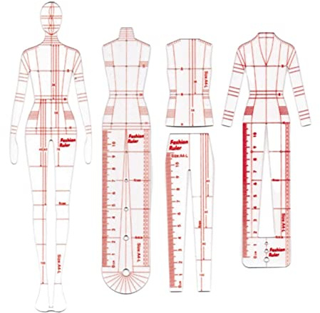 SM SunniMix 4 Pcs French Curve Template Ruler Set,Sewing Humanoid Patterns Design for Dressmaking, Tailoring, Fashion Designing, B