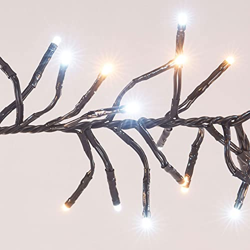 LED Cluster Lichterkette 22 m Warm Kaltweiß Mix Außen | 8 Lichteffekten für Innenbereich und Außenbereich zur Beleuchtung von Bäumen, Garten und Wohnräumen
