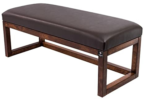 EMRA WOOD M-Deko LPG-2 Holz Sitzbank Polsterbank Breite 60cm Gestell Massivholz Erle Walnuss Sitzbezug Kunstleder (Dunkelbraun Florenz2526)