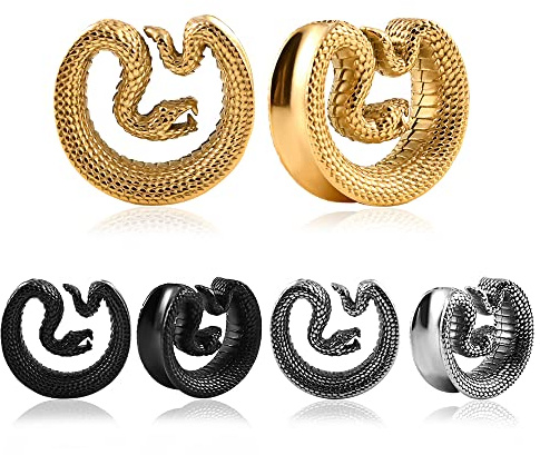 Vankula Ohr Flesh Tunnel Saddles Plug Schlange Edelstahl für Gestreckte Expander Ohrpiercing 8mm bis 22mm