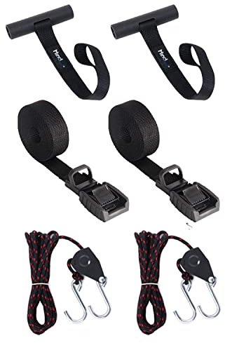 Mind and Action Kayak Tie Down Straps,Quick Hood Loops Trunk Anchor,Canoe Transport Accessories Secure Vehicle Lashing Point (2 Straps+2 Loops+2 Hooks)
