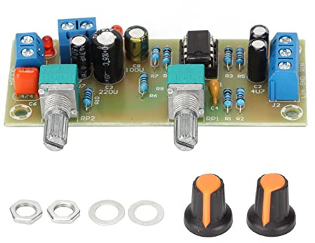 Annadue Vorverstärker Platine, 12V Subwoofer Vorverstärkerplatine mit Einzelnetzteil, Stereo Audio Vorverstärkermodul, HiFi Tiefpassfilterplatine.