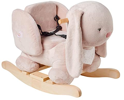 Nattou Schaukeltier, Kaninchen Pomme, Inkl. Sicherheitsgurt, Fröhliches Hin- und Herschaukeln, 63 x 33 x 45,5 cm, Alice und Pomme, Polyester/Holz, Altrosa