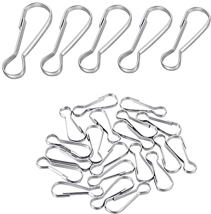 SEIWEI 50PCS 30mm Flag Pole Clips, Lanyard Snap Clips Hooks Spring Flagpole Clip Stainless Steel Flag Pole Accessories for Grommeted Flags Lanyards Banners Keychains