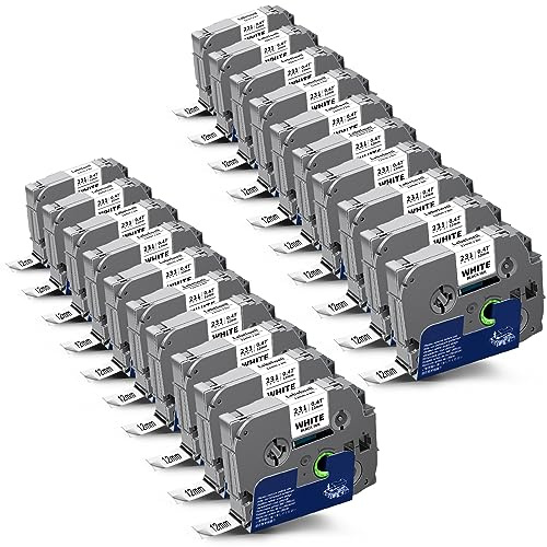 20x Labelwell kompatibel Schriftband für Brother TZe-231 P-touch Bänder | TZ 12mm x 8m 0.47 Schwarz auf Weiß für P touch E110 H110 H100LB H105 H107B D600 PT-1010 1000 1005 1280 D400VP PT-900 D400