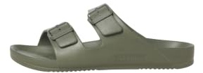 JACK & JONES Mens Sandal Double Buckle Adjustable Strap Open Toe Slides for Men - Summer, Beach, Hiking, walking, Khaki Colour, Size- 10 UK