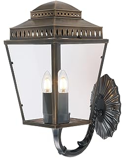 meineWunschleuchte Große Außenwandleuchte im Landhausstil, Altmessing Höhe 48cm