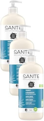 SANTE Naturkosmetik Pflegende Flüssigseife, Antibakterielle Handseife für eine milde Reinigung, Mit Bio-Aloe Vera und Limone in Vorteilsgröße, 1 x 500 ml (Packung mit 3)