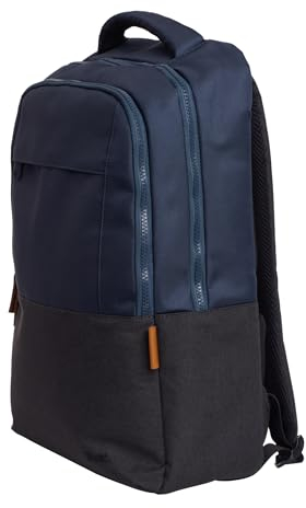 Trust Lisboa Laptop Backpack 16 inch, Travel Bag 23L with Trolley Strap, Made from Recycled Plastic, Shockproof Business Work Bag, Weatherproof Rucksack for Men, Women, College, University - Blue