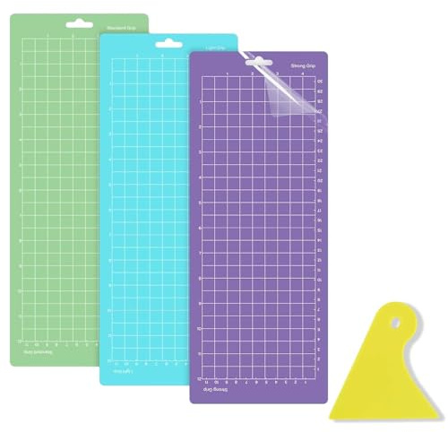 Schneidematte für Cricut Joy, 3 Stück 4.5 x12 Zoll (30.5 x 11.4cm) Schneidematten, Cricut Joy Zubehör für Plotterfolie Schneideschreibmaschine Ersatzkleber klebrige (StandardGrip/LightGrip/StrongGrip)