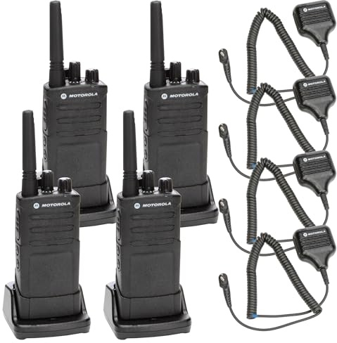 Motorola RMU2080 On-Site Rugged Two-Way Business Radio (RMU2080) + HKLN4606 Remote Speaker Mic (4-Pack)