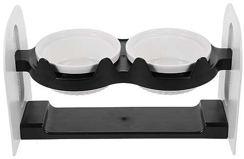 Beavorty Gamelle pour Chat Céramique Gamelles Doubles pour Chat Accessoire pour Animal De Compagnie avec Support