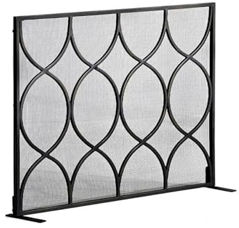 Funkenschutzgitter Schwarze Kamin-Bildschirmdekoration im europäischen Stil, Wohnzimmer-Eisen-Bildschirm-Trennwand, Kaminschutz, Haushalts-Brandschutz-Bildschirm Feuerschirm