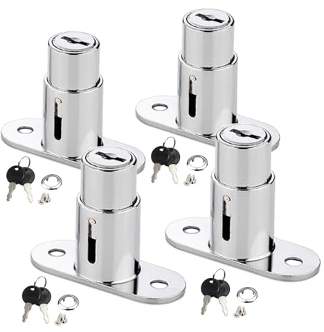 4 Stück Briefkastenschloss Möbelschlösser Zylinderschloss | Verschiedenschließend Zylinder Cam Lock Schrankschloss Spindtürschloss Schubladeschloss mit 2 Schlüsseln (22 mm)