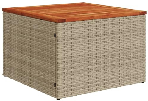 vidaXL Gartentisch Beige 55x55x37 cm Poly Rattan und Akazienholz