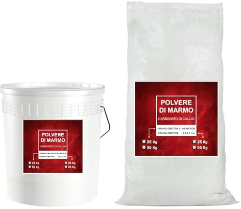 SABBIA POLVERE DI MARMO CARBONATO DI CALCIO PURO 25 Kg (GRANULOMETRIA 01-04 Millimetri)