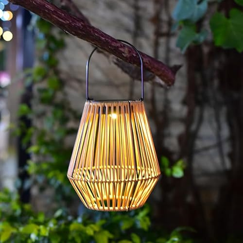 Uziqueif Solarlampen Für AußEn Garten, Hängend Solarleuchten Für Balkon, Solar Laterne Outdoor, Wetterfest, Solarleuchte Für AußEn Gartenleuchte Terrasse Deko, Rattan ,A