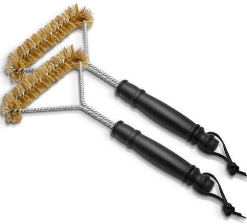 Piuluvor® 2 Pezzi Spazzola Per Barbecue 30,5 cm Spazzola Barbecue Triangolare Spazzola BBQ, Setole in Ottone Spazzola Griglia Barbecue per Gas, Carbone, Griglia in Ghisa