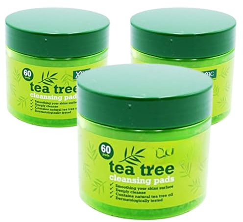 3 X Tea Tree Face Cleansing Pads - 60 Count (180 in Total) - Deep Cleanse, Refresh & Revitalize Your Skin - Ideal for Acne-Prone Skin.
