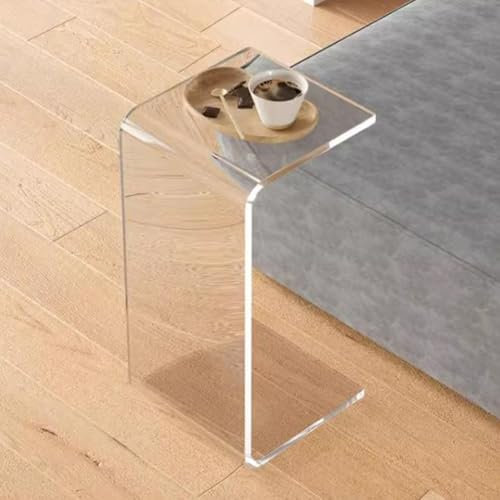 KADEUX Acryl-Beistelltisch Transparent C-förmiger Kaffeetisch, Kleiner Betttisch Schreibtisch, Sofatisch Aus Acryl Für Wohnzimmer, Schlafzimmer(Transparent,55cm/22in)