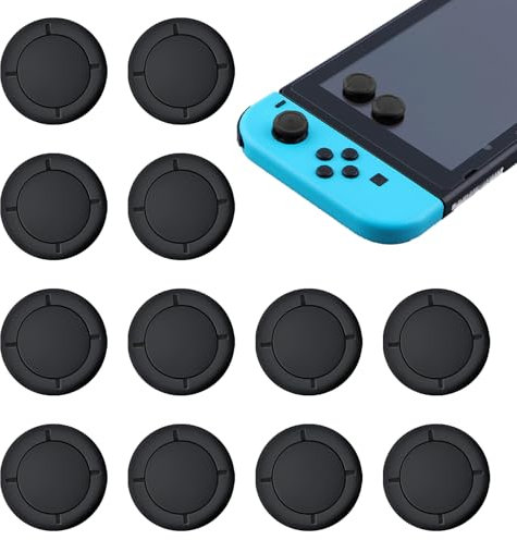 12 Silikon-Joystick,Controller Schwarze Griffabdeckungen,Geeignet für Switch Joystick Kappen, Spielerlebnis Verbessern,Joystick Schützen,Lebensdauer Verlängern(Schwarz)