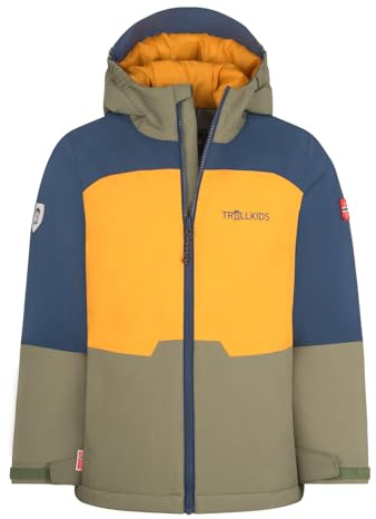 Trollkids Veste de ski Hardanger pour enfant, Jaune doré/bleu mystique, mousse, 128