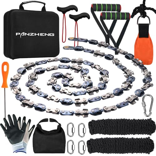 PANZHENG Upgrade Rope Saw 56 inch High Limb Rope Saws with 11OZ Throw Weight Bag, Tree Saw High Limb Both Sides, Pocket chainsaw