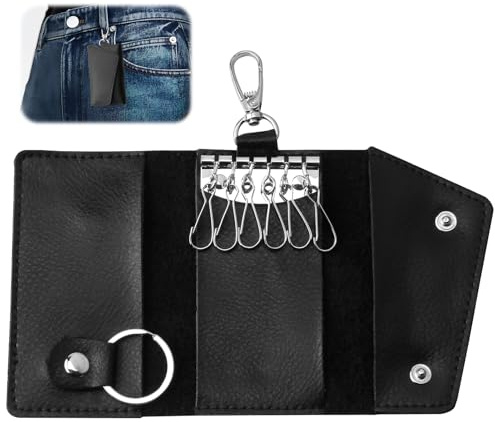 RJLLKD Leather Key Organiser, Small Leather Keychain Bag, Prevent Loss