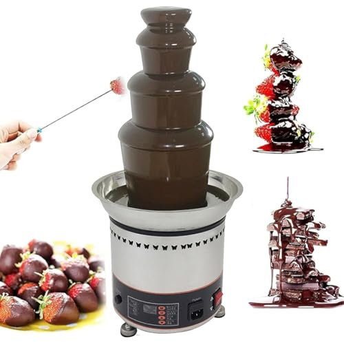 Electric Chocolate Fountain, Chocolate Fountains, Stainless Steel Fondue Waterfall Melting Machine with Digital Panel Showing Temperature, Precisely Adjustable Temperature for Cooking Household