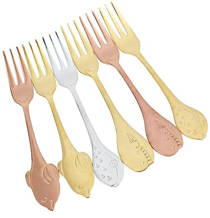 Mikinona 6pezzi Forchette in Acciaio Forchetta Da Lunga Da Lungo Forchette Dessert in Acciaio Posate