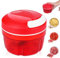 Affettatrice per Cipolle Cucina, Tritatutto Manuale a Corda 300ML, Mini Affettatrice per Verdure con Lame in Acciaio Inox, Manuale Multitritatutto per Aglio, Cipolle, Carote, Verdure e Frutta (Rosso)
