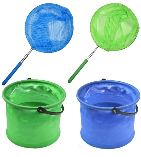 4-Piece Set Fishing Net, Kids Fishing Net, Pond Net, Fishing Nets For Kids, Fishing Nets, For Catching Crabbing Bugs Insects Bird Playing Beach Ponds Pool Outdoor Telescopic Catching Net