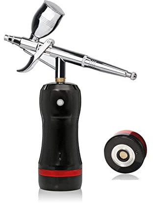 Pulvérisateurs de Peinture, Mini aérographe avec kit de nettoyage pistolet à pistolet compresseur Remplacer la batterie pulvérisation de peinture fond de maquillage modèle cosmétique(Part B Black)