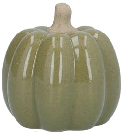 Gisela Graham Ceramic Pumpkin Ornament, Small, Decorative (Green)