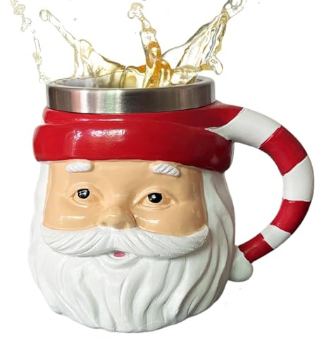 Weihnachtstassen – Weihnachtsmann-Keramiktasse | Weihnachtstasse | Weihnachtsmann-Design Vintage Weihnachtstasse | 250 ml Neuheit Trinkgeschirr mit Edelstahleinsatz für Küche Geburtstag Schokolade